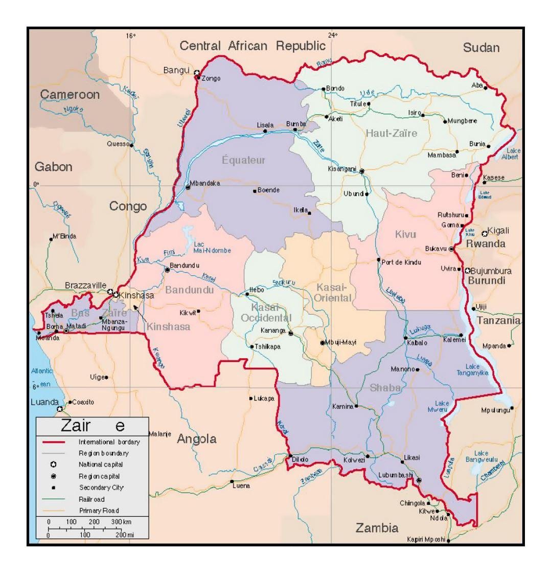 ზაირი აუზის რუკა