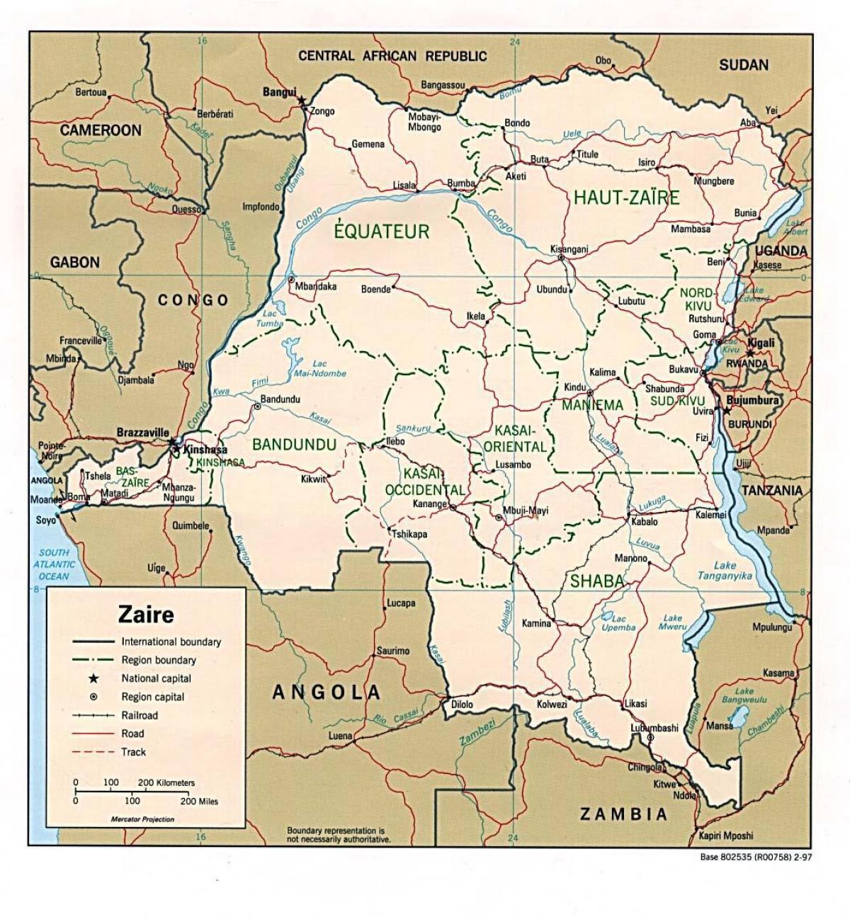 ზაირი აფრიკის რუკა